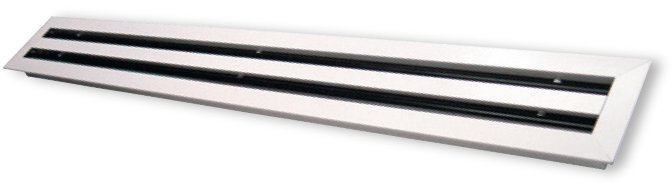 Linear slot diffuser made from aluminium and powder coated white