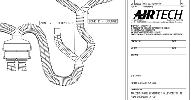 House plan layout with example of ducted system