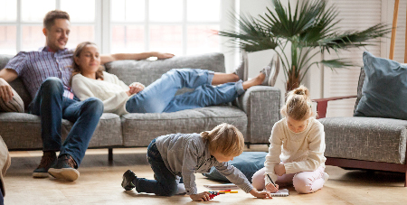 Family enjoying their Mitsubishi Electric air conditioning system installed by Airtech